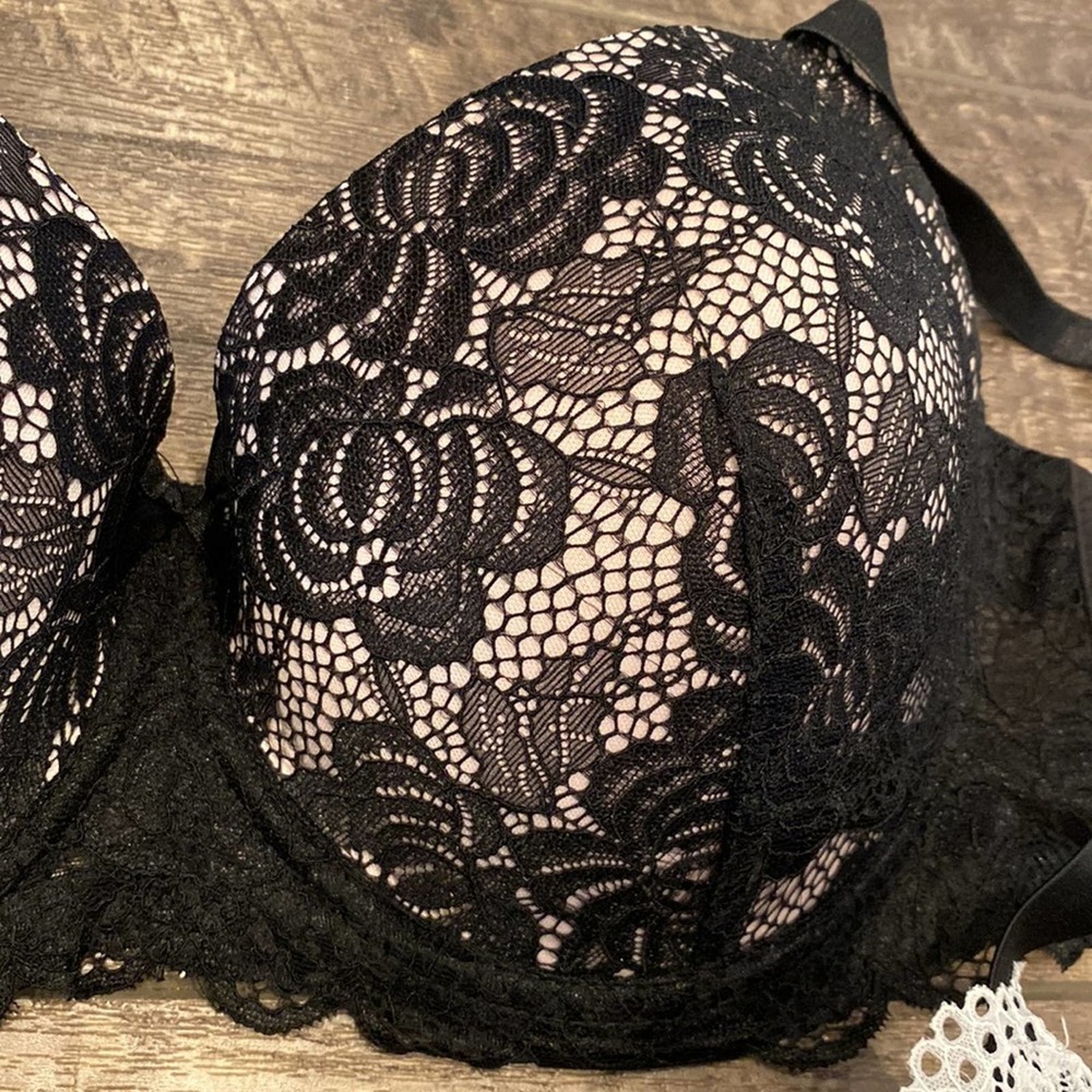 AMBRIELLE Black Pink Lace Underwire Bra Set 38DD - Picture 4 of 7